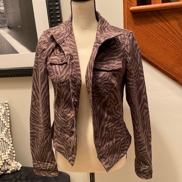 WHBM denim zebra print moto jacket - Picture 4 of 4
